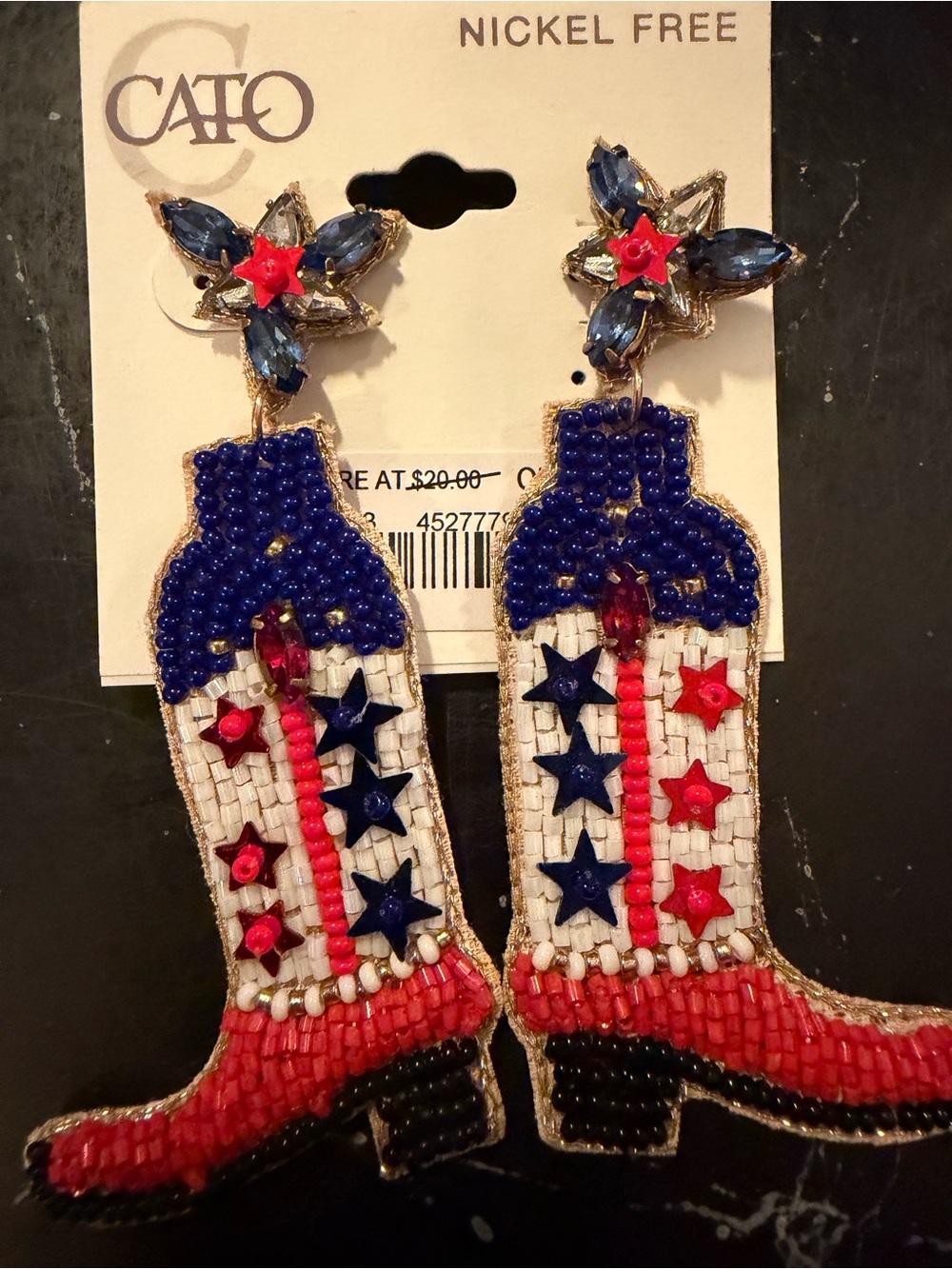 Cato Patriotic Cowboy Boot Earrings